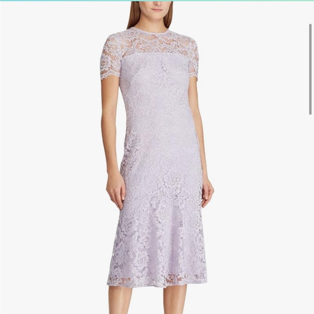 Lauren Ralph Lauren Loki Lace Sheath Dress Lavender Womens Size 10